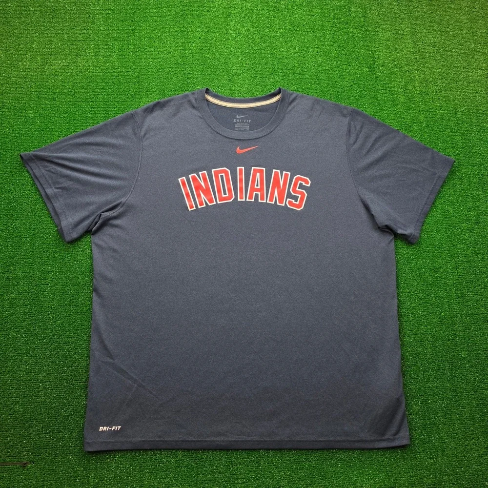 Nike Dri-Fit Cleveland Indians Team Edition Tshirt Mens 2XL Blue MLB Baseball